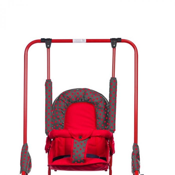Leagan pentru copii, AppeKids, cu spatar reglabil si bara detasabila, Red Mini [2]