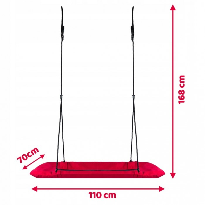 Leagan tip cuib pentru copii, dreptunghiular XXL, 110 x 70 cm, 150 kg, Neo-Sport 1011, Rosu [2]
