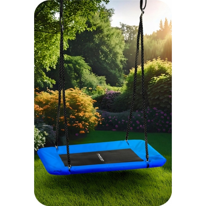 Leagan tip cuib pentru copii, dreptunghiular XXL, 110 x 70 cm, 150 kg, Neo-Sport 110500, Albastru [2]