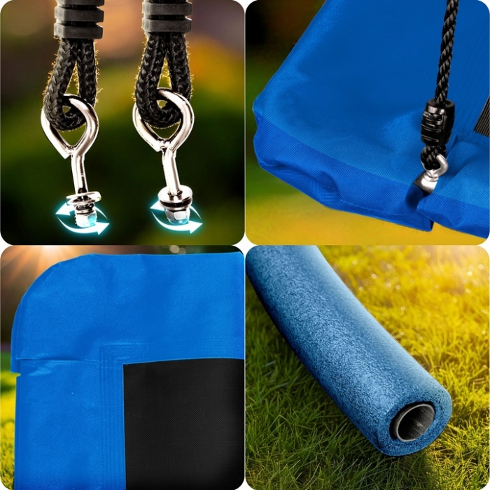 Leagan tip cuib pentru copii, dreptunghiular XXL, 110 x 70 cm, 150 kg, Neo-Sport 110500, Albastru [5]