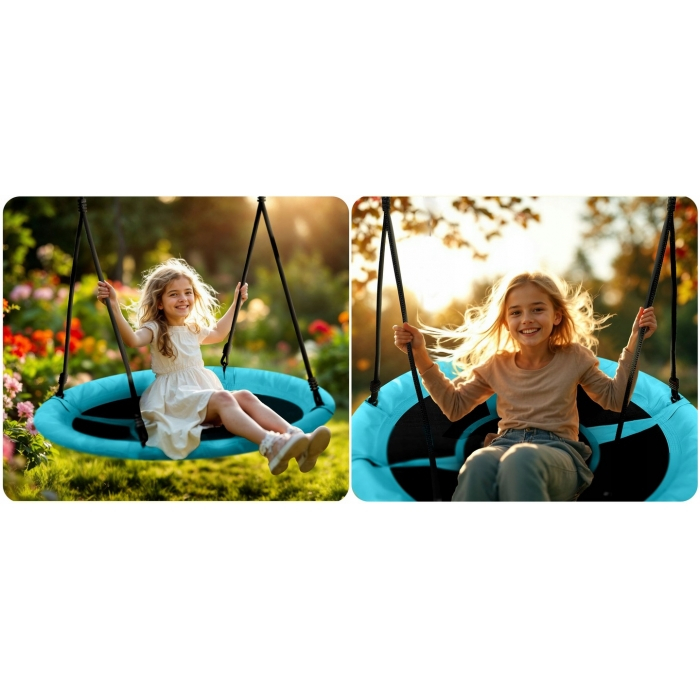 Leagan tip cuib pentru copii XXL, 100 cm, 150 kg, Neo-Sport 1082, Turcoaz [7]