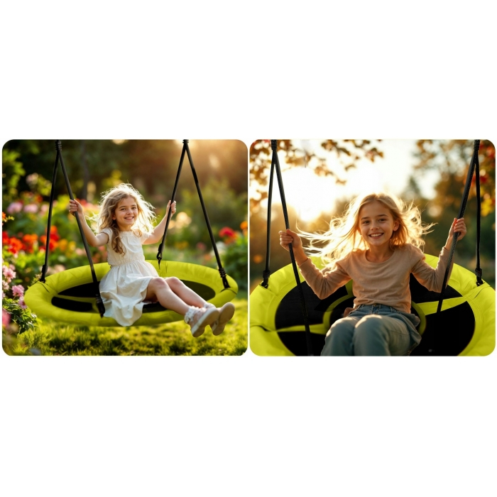 Leagan tip cuib pentru copii XXL, 100 cm, 150 kg, Neo-Sport 1083, Galben [7]