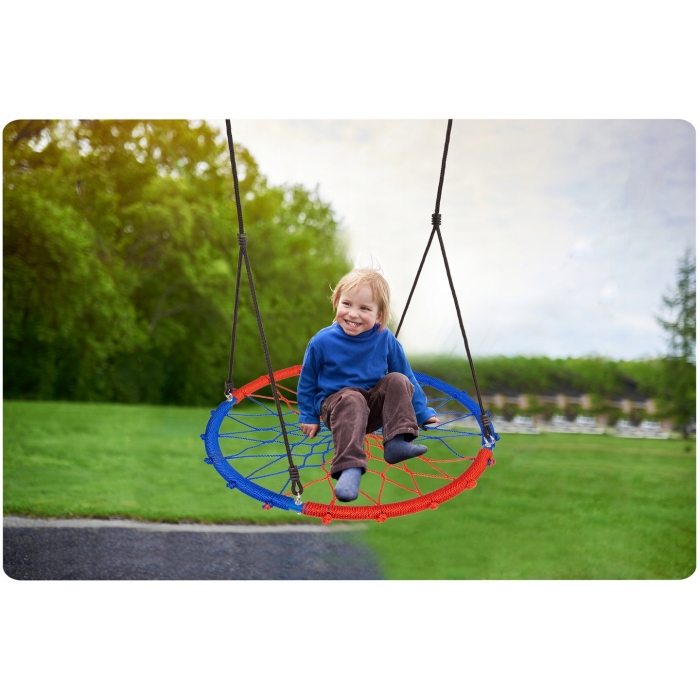 Leagan tip cuib pentru copii XXL, 95 cm, 150 kg, Neo-Sport 1070, Rosu Albastru [2]