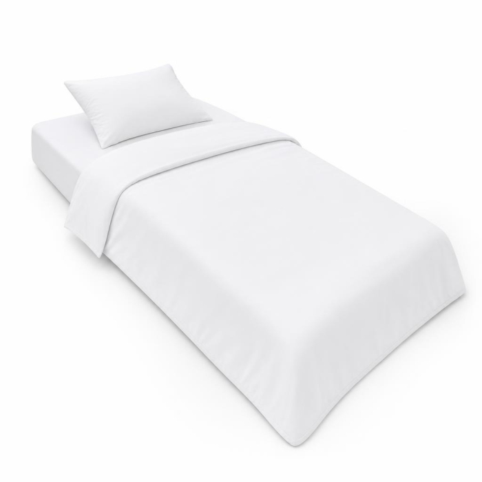 Lenjerie in 3 piese Alb Uni pentru pat copii 0-5 ani compatibila cu saltea 120x60 cm [2]