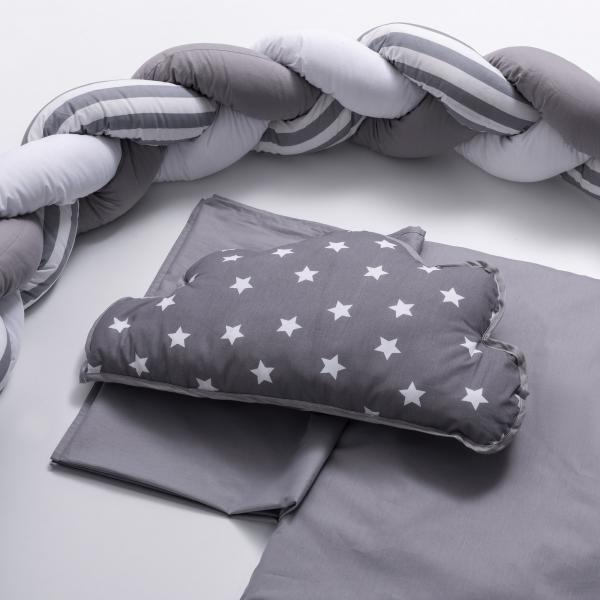Lenjerie MyKids 6 piese Gray-White fara baldachin 120x60 cm [4]