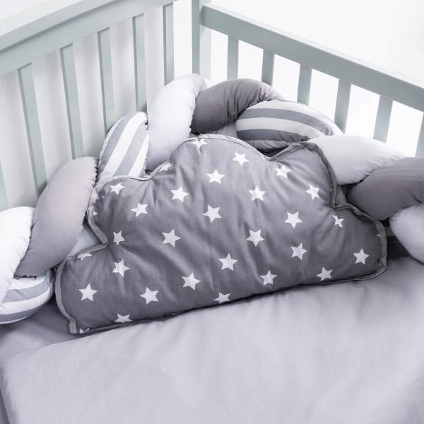 Lenjerie MyKids 6 piese Gray-White fara baldachin 120x60 cm [3]