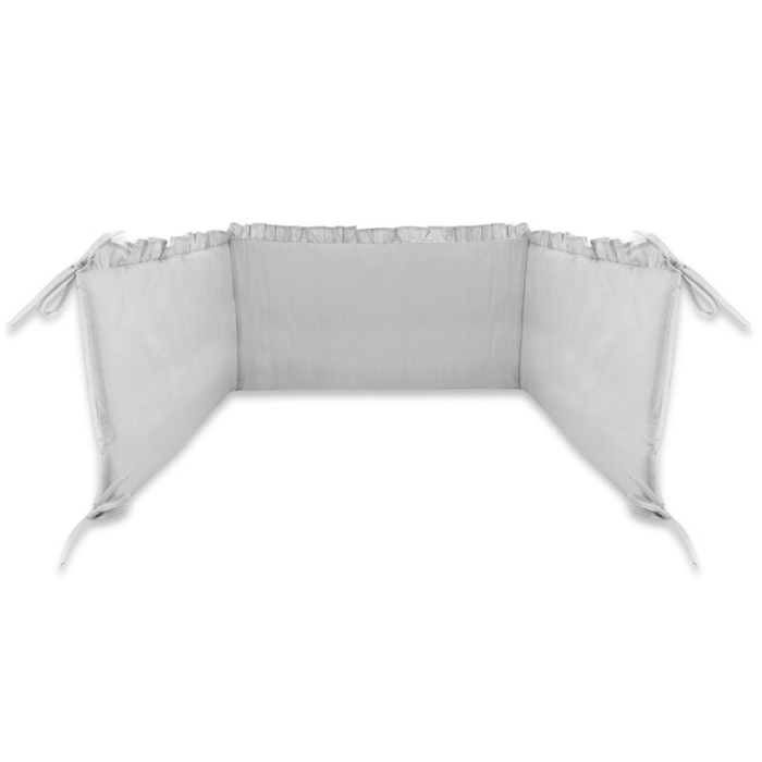 Lenjerie patut cu 3 piese, MimiNu, pentru patut 120x60 cm, cu volanase, cu protectie laterala, din bumbac, Colectia Royal, Grey [3]