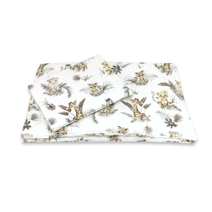 Lenjerie patut cu 5 piese, MimiNu, cu cearceaf 120x60 cm, Pilota, Pernuta, 2 aparatori, din bumbac, Savanna [6]