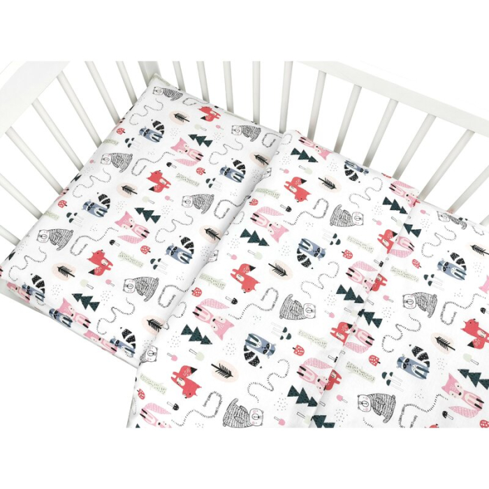 Lenjerie patut cu 5 piese, MimiNu, pentru patut 120x60 cm, cu pilota si perna, din bumbac, Fox [3]