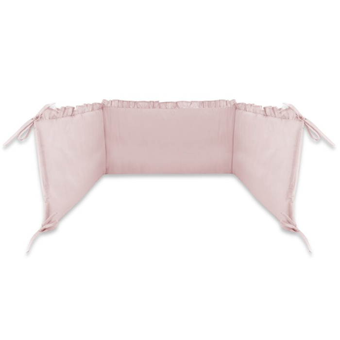 Lenjerie patut cu 6 piese, MimiNu, pentru patut 120x60 cm, cu volanase, cu pilota si perna, cu doua aparatori laterale, din bumbac, Colectia Royal, Powder Pink [3]