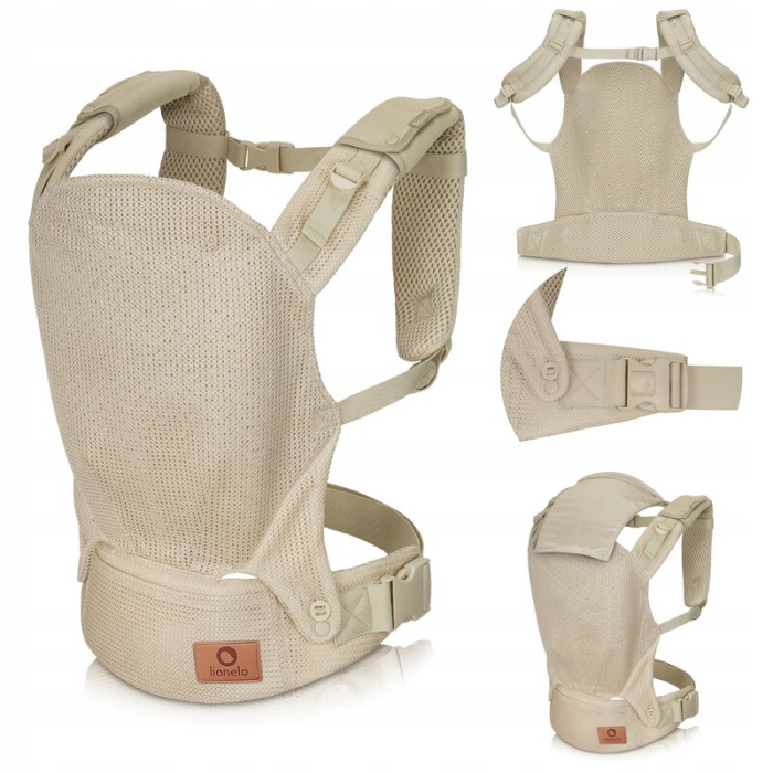 Marsupiu ergonomic, Lionelo, Margareet Air, 3 pozitii de purtare, 4 luni+, Pana la 20 Kg, Material respirabil 3D Air Mesh, Catarama dubla de siguranta, Bej [4]