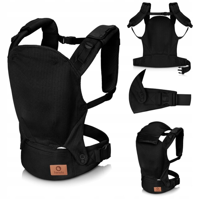 Marsupiu ergonomic, Lionelo, Margareet Air, 3 pozitii de purtare, 4 luni+, Pana la 20 Kg, Material respirabil 3D Air Mesh, Catarama dubla de siguranta, Negru [4]