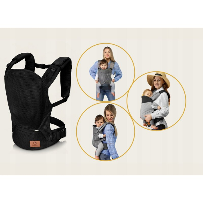 Marsupiu ergonomic, Lionelo, Margareet Air, 3 pozitii de purtare, 4 luni+, Pana la 20 Kg, Material respirabil 3D Air Mesh, Catarama dubla de siguranta, Negru [10]