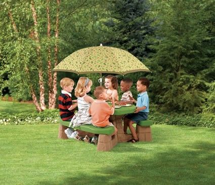Masa picnic, cu umbrela - verde - Varianta Recolor - Step2 [3]