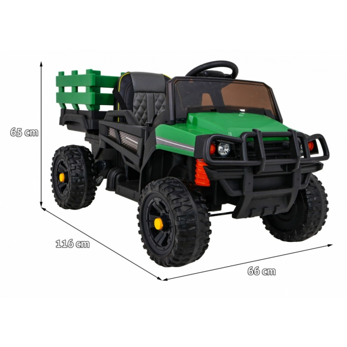 Masinuta electrica cu telecomanda FARMER PICK-UP, roti EVA, scaun tapitat, 116x66x65 cm, putere 70W - Verde [13]