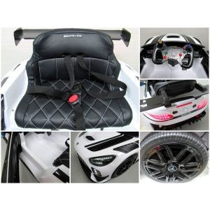 Masinuta electrica cu telecomanda MERCEDES GT3 EVO, 114x69x45 cm, varsta 1-5 ani, roti EVA, scaun din piele ECO, putere 90W - Alb [7]