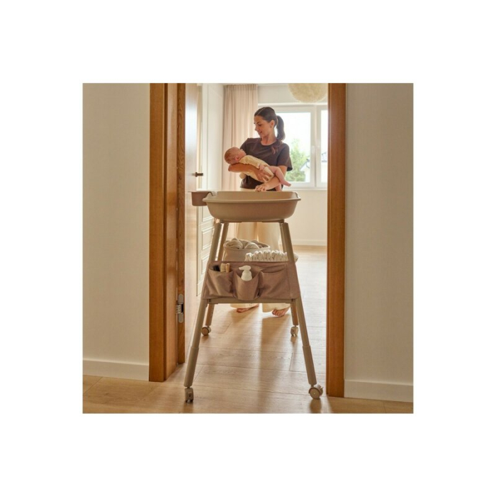 Masuta de infasat, Lionelo, Rosie, Cu saltea de infasat inclusa si roti, Spatiu pentru depozitare, Reglabila pe inaltime, Sustine 11 kg, 65x78x100 cm, 0 luni+, Bej [12]