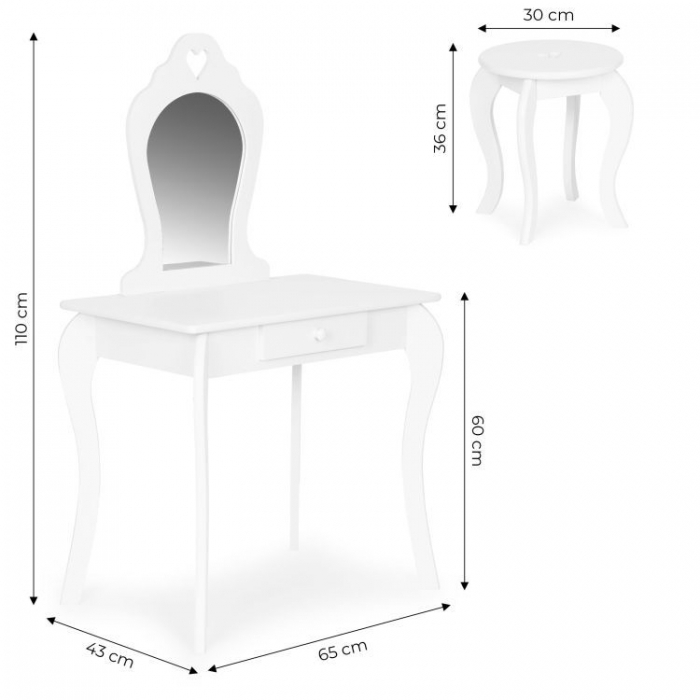 Masuta de toaleta pentru copii 43 x 65 x 110 cm Ecotoys FH-KF200011 - Alb [5]