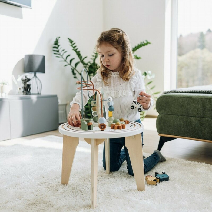 Masuta Montessori cu activitati, Free2Play, cu multiple activitati, Dezvolta coordonarea ochi-mana, din lemn, 18 luni+, Think and Play [9]