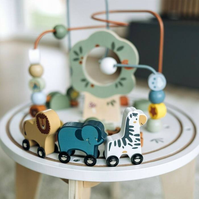 Masuta Montessori cu activitati, Free2Play, cu multiple activitati, Dezvolta coordonarea ochi-mana, din lemn, 18 luni+, Think and Play [4]