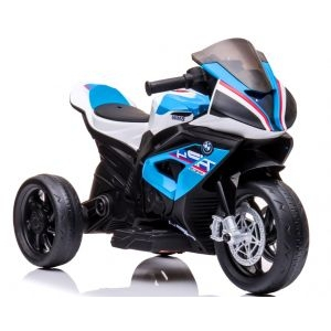 Motocicleta electrica pentru copii BMW HP4, 84x55x42 cm, varsta 2-5 ani, roti si scaun din plastic, putere 60W - Albastru [5]