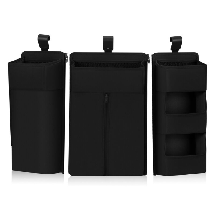 Organizator multifunctional, Lionelo, Sidepocket L, 58x11x58 cm, 3 parti independente cu multiple buzunare, Universal, Constructie ranforsata, Negru [9]