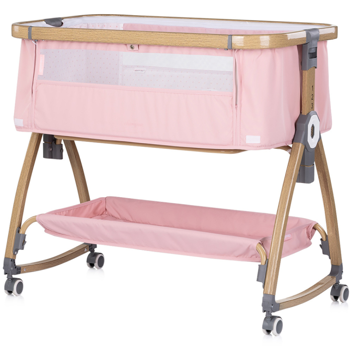 Patut co-sleeper Chipolino Charisma cu laterala culisanta powder pink wood [2]