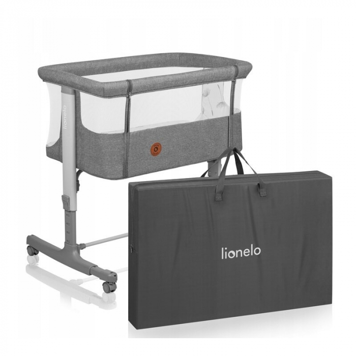 Patut co-sleeper Lionelo Aurora 3 in 1 cu leganare si setare unghiulara cu saltea cu densitate T25 si geanta transport [35]