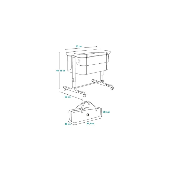 Patut co-sleeper Lionelo Aurora 3 in 1 cu leganare si setare unghiulara cu saltea cu densitate T25 si geanta transport [14]
