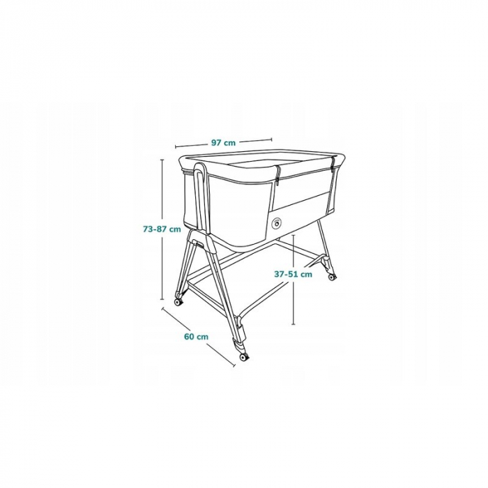 Patut co-sleeper Luna 2 in 1 cu setare unghiulara si roti - Lionelo [3]