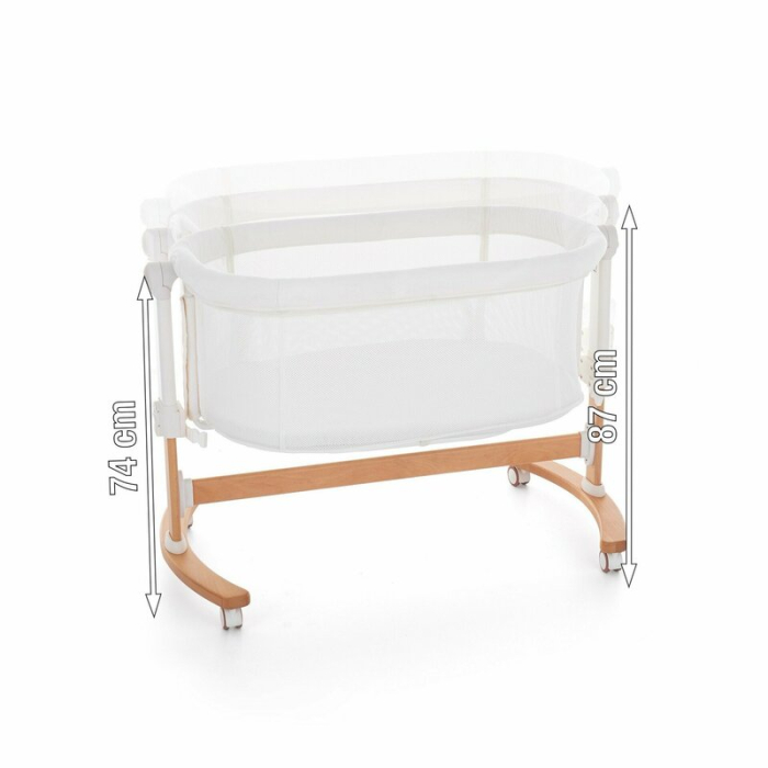 Patut co-sleeper, Petite&Mars, Glory, 2 in 1, Cu leganare, Cu ajustare pe inaltime in 5 pozitii, Cu saltea, Pliabil, Geanta de transport inclusa,0 luni+, Greutate suportata: 9 kg, Bej [13]