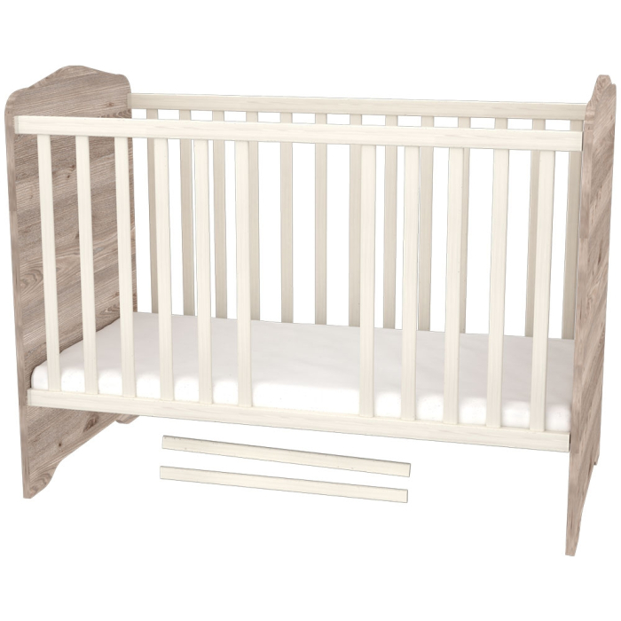 Patut copii din lemn cu sertar Hubners Sofia 120x60 cm crem nisip [6]