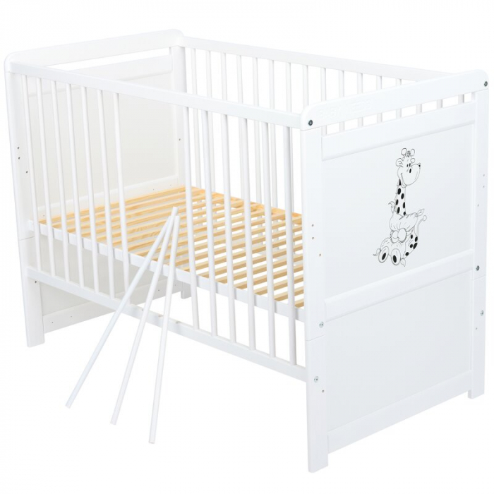 Patut din lemn Nadia II Girafa 120x60 cm multifunctional Alb - Babyneeds [5]