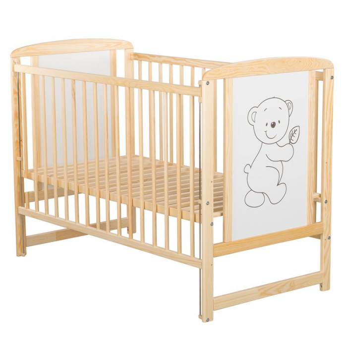Patut din lemn Timmi 120x60 cm cu laterala culisanta Natur - BabyNeeds [3]