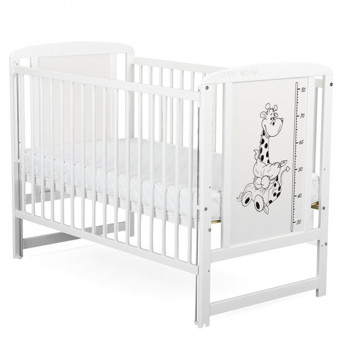 Patut din lemn Timmi Girafa 120x60 cm cu laterala culisanta Alb - BabyNeeds [5]