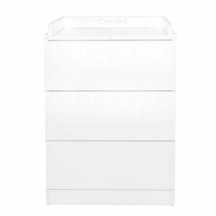 Patut din lemn Timmi Heart 120x60 cm, cu roti, din lemn de pin, MDF, Somiera reglabila, Alb - Qmini [15]