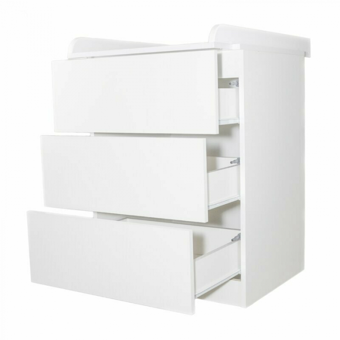 Patut din lemn Timmi Heart 120x60 cm, cu roti, din lemn de pin, MDF, Somiera reglabila, Alb - Qmini [20]