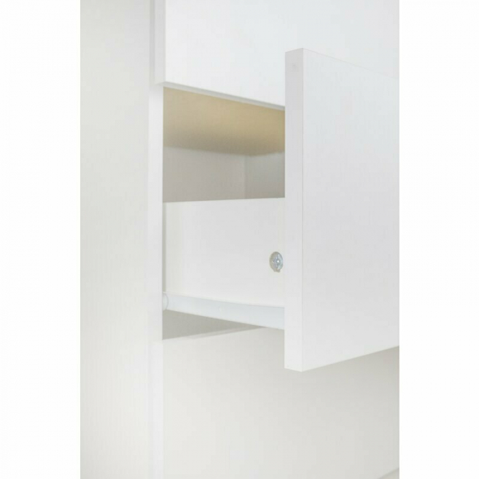 Patut din lemn Timmi Heart 120x60 cm, cu roti, din lemn de pin, MDF, Somiera reglabila, Alb - Qmini [23]