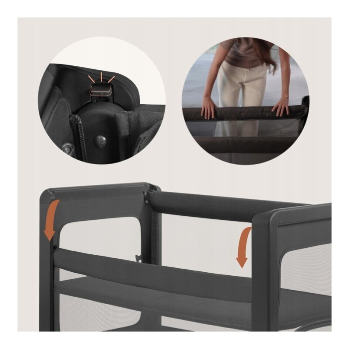 Patut multifunctional, Lionelo, Patty, 5 in 1, 0- 36 luni, Co-sleeper, Tarc de joaca, Patut de calatorie, Laterala rabatabila, 2 trepte reglare saltea, Roti, Husa transport inclusa, Gri [26]