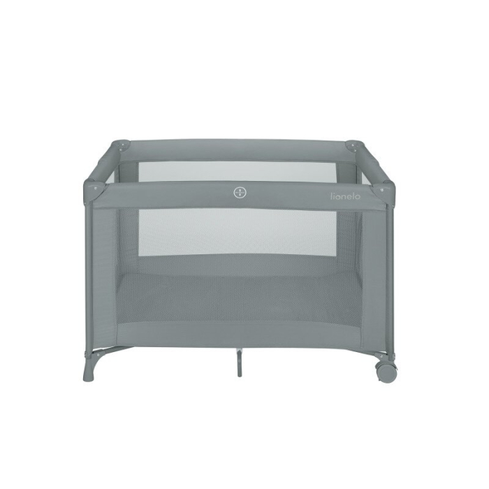 Patut pliant, Lionelo, Amelie, cu intrare laterala, 100.5-70.5 cm, Include salteluta, roti, geanta pentru transport, Constructie usoara- 7 kg, Cadru stabil din otel, Gri [5]