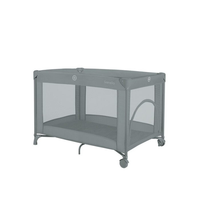 Patut pliant, Lionelo, Amelie, cu intrare laterala, 100.5-70.5 cm, Include salteluta, roti, geanta pentru transport, Constructie usoara- 7 kg, Cadru stabil din otel, Gri [6]