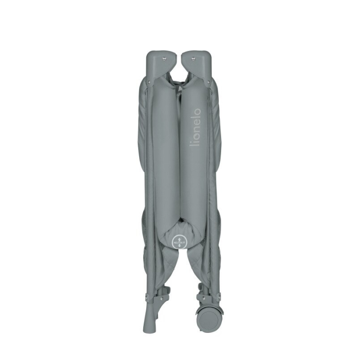 Patut pliant, Lionelo, Amelie, cu intrare laterala, 100.5-70.5 cm, Include salteluta, roti, geanta pentru transport, Constructie usoara- 7 kg, Cadru stabil din otel, Gri [12]