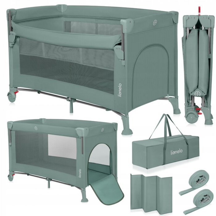 Patut pliant multifunctional Lionelo Ellen cu laterala culisanta pana la 15 kg 120x60 cm [3]