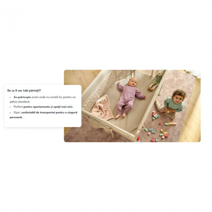 Patut pliant multifunctional Lionelo Ellen cu laterala culisanta pana la 15 kg 120x60 cm [19]