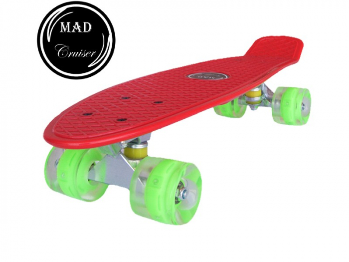 Penny board Mad Cruiser cu roti LED ABEC 7-rosu [2]