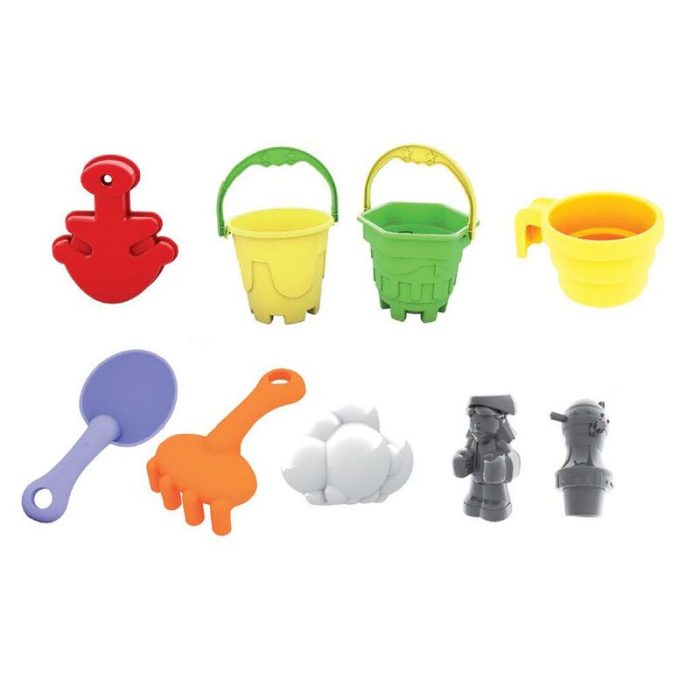 Petite&Mars - Masuta de activitati pentru apa si nisip Sandy Jack, cu accesorii, 8 jucarii, Multicolor [3]