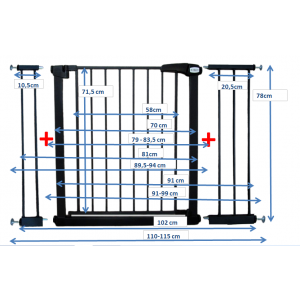 Poarta de siguranta din metal 79-115 cm R-Sport S3 - Negru [3]