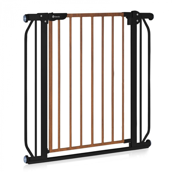 Poarta de siguranta Lionelo Truus Slim prin presiune 105 cm Negru/Natur [8]