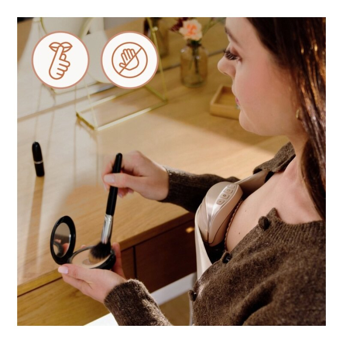 Pompa de san, Lionelo, Fidi Free Slim Duo, Portabila, cu accesorii, Hands-free, Trifazata, Panou control, Autonomie pana la 3 h, 9 functii de masaj, Silentioasa- 40 db, Capacitate 150 ml, Roz [27]