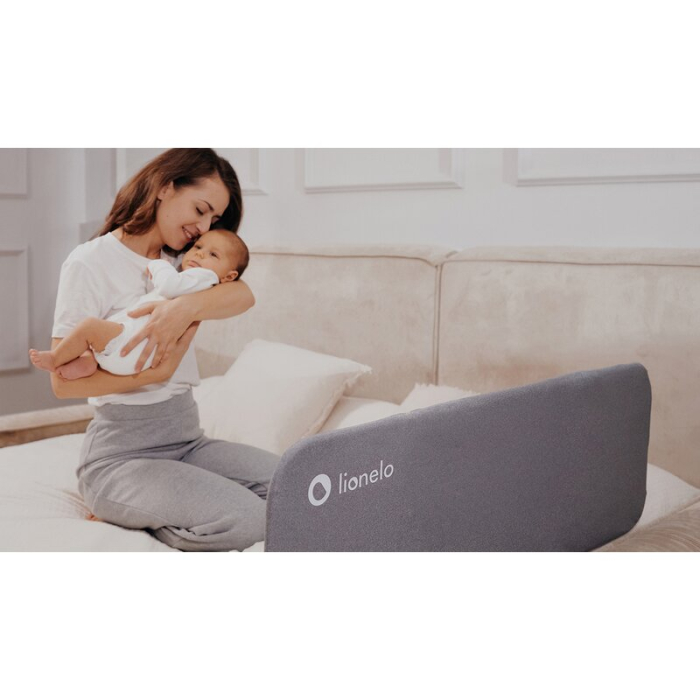 Protectie laterala pat, Lionelo, Lora, Pliabila, Sistem de blocare StandSafe, Geanta de transport inclusa, 105 x 45 cm, Bej [19]